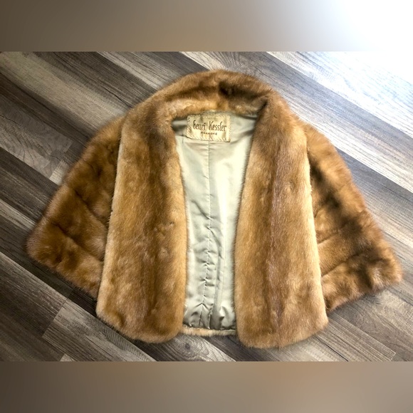 Henri Kessler Roanoke Vintage Designer Mink Fur Shawl Shoulder Stole Winter Coat - Picture 1 of 6